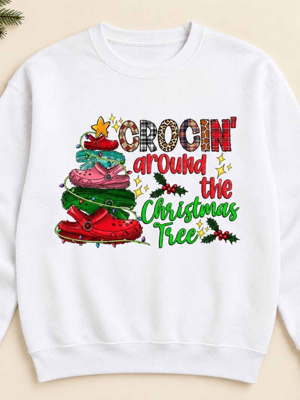 Crocin Around The Christmas Tree Sweatshirt Funny Crocs Xmas Gift Costume